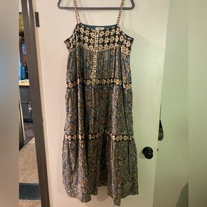 NWOT Women's Natural Life Rumi Cotton Maxi Dress - Teal Floral XL